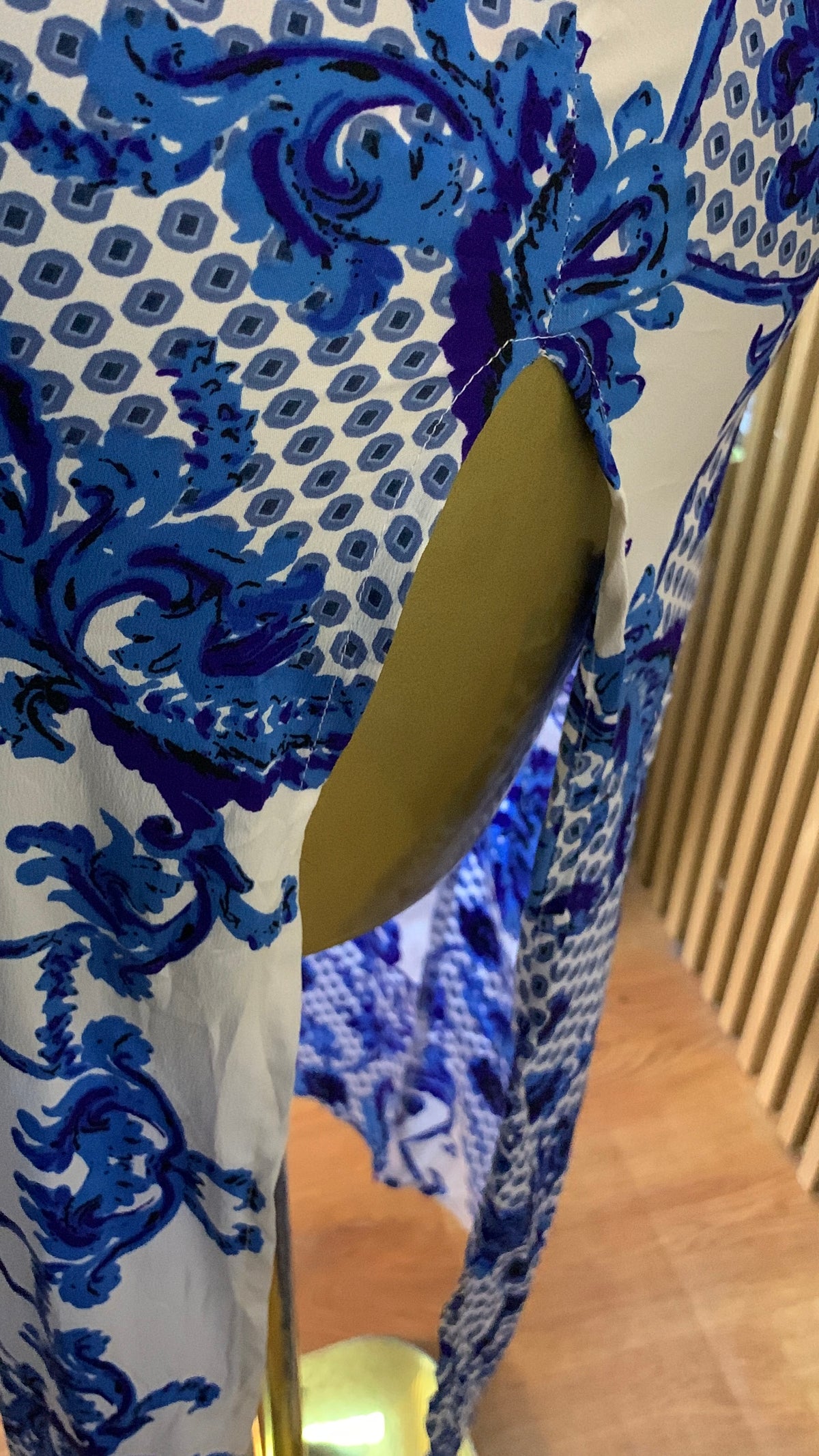 OPE41 SIZE8 Length32 white&blue dress