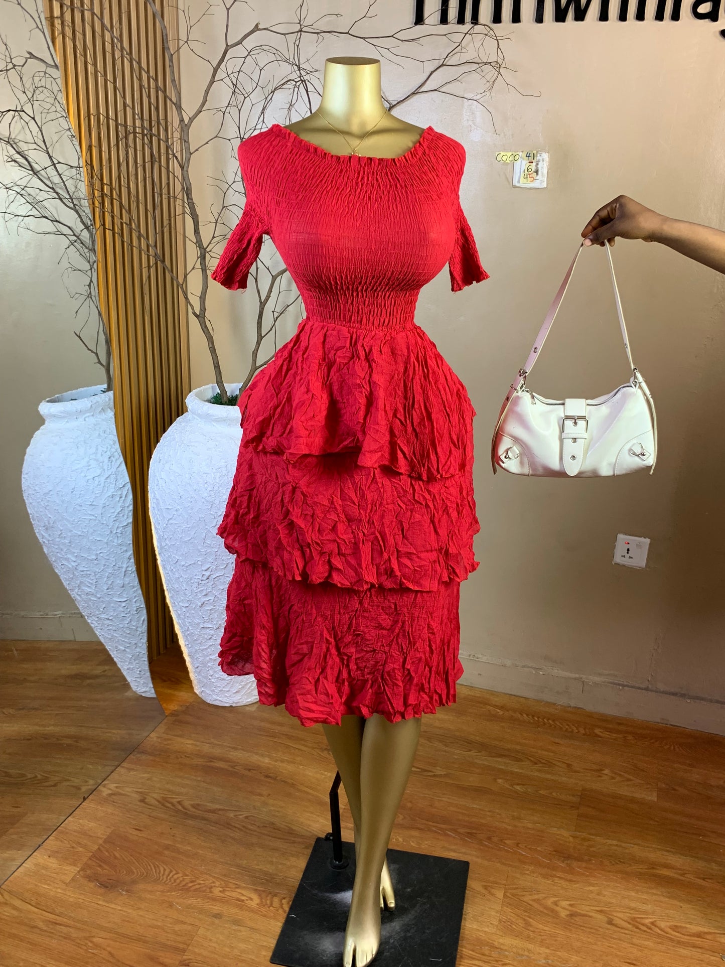 COCO41 SIZE6 Length45 red dress
