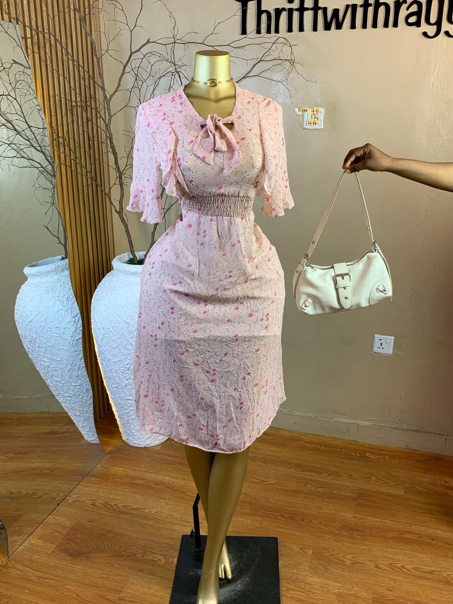 RINA76 SIZE12 Length44 chiffon dress
