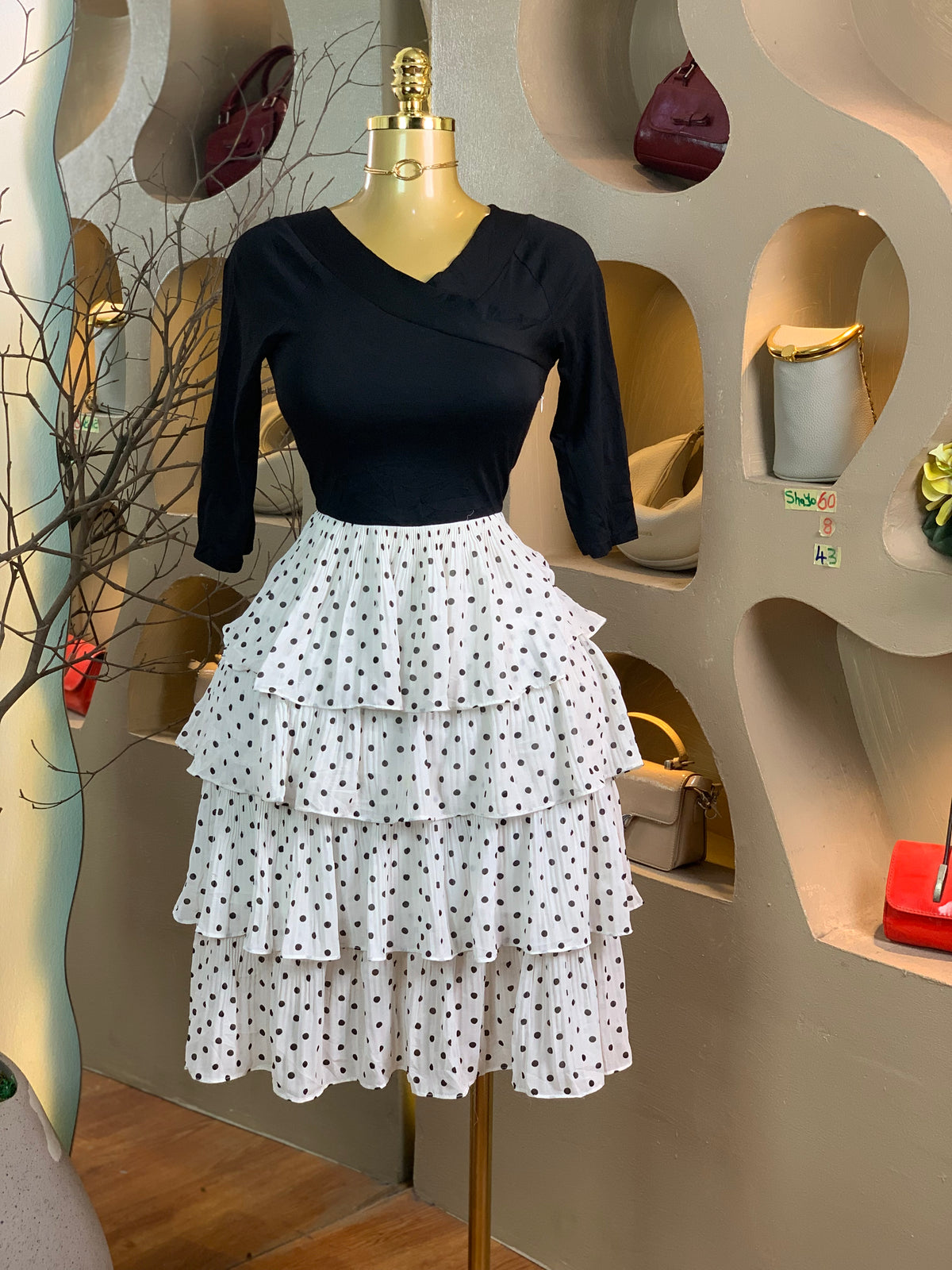 SHAYO60 SIZE8 Length43 Black&White dress