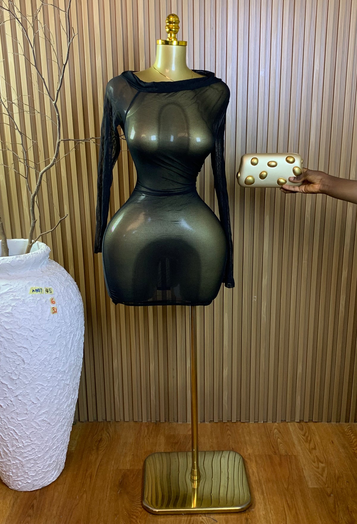ABBY45 SIZE6 Length32 mesh dress