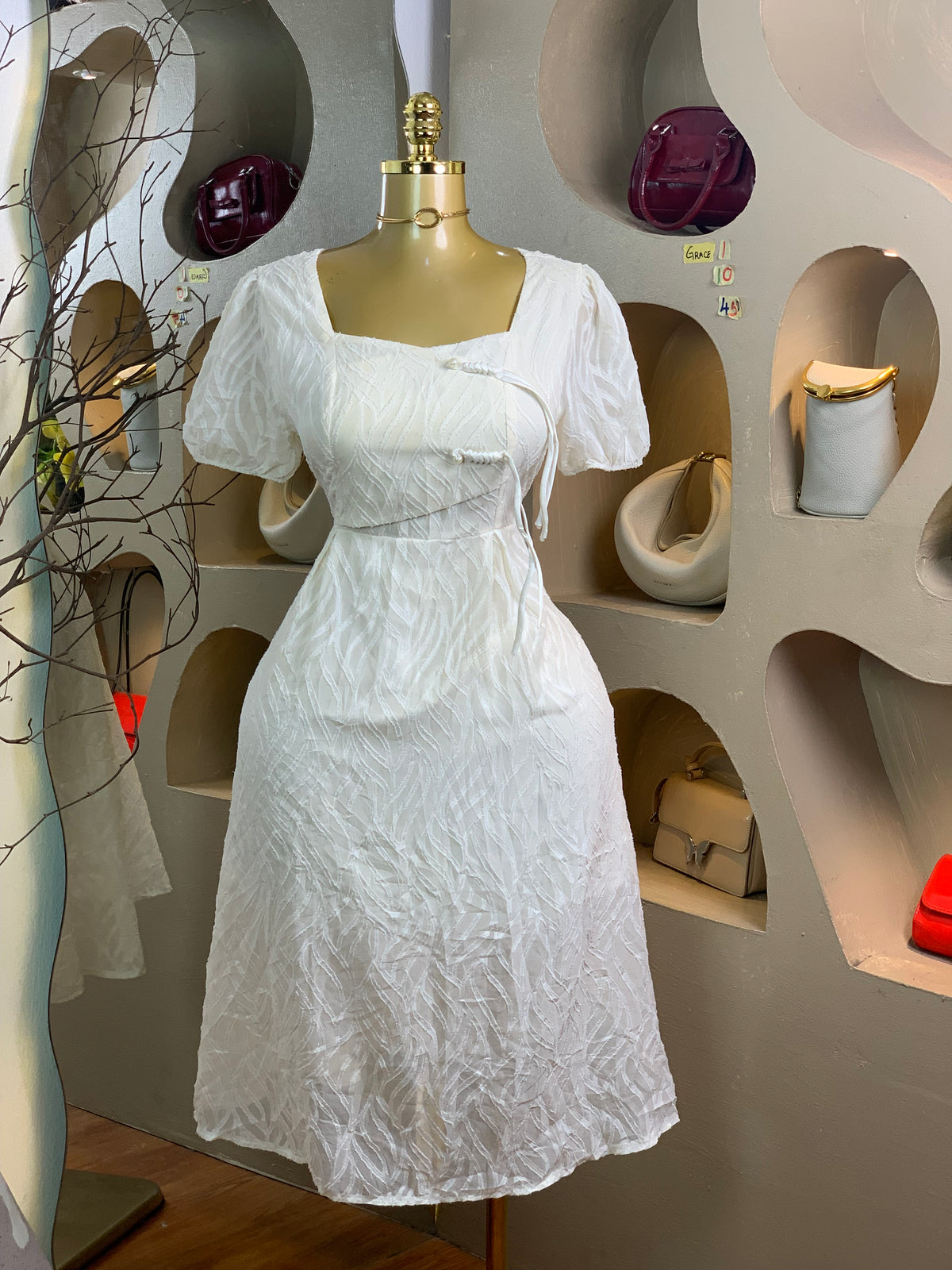GRACE1 SIZE10 Length45 white dress