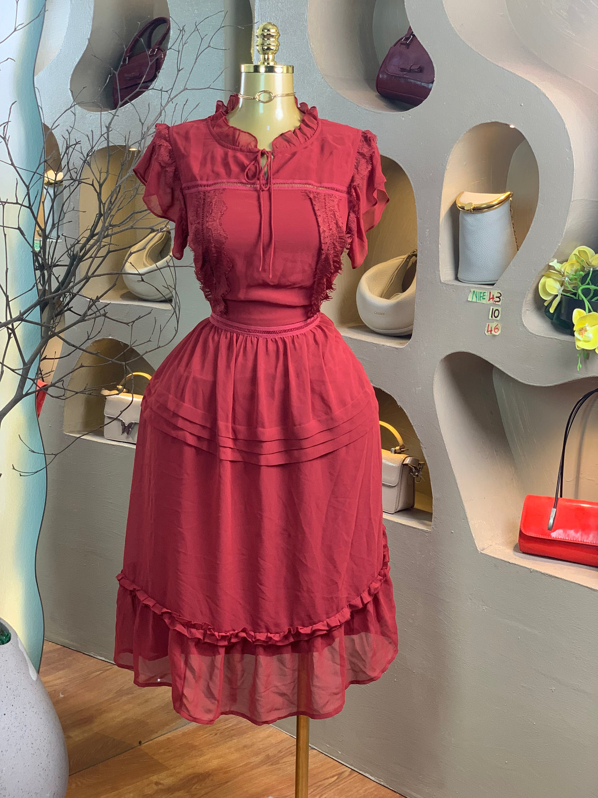NIFE43 SIZE10 Length46 wine dress
