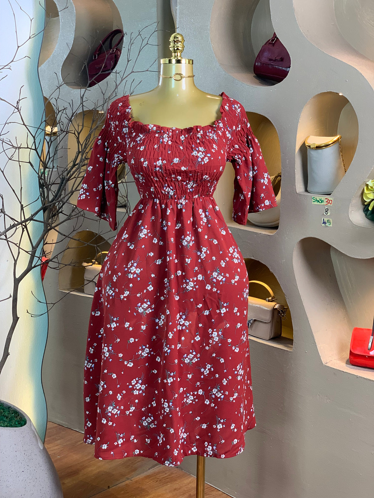 SHAYO30 SIZE8 Length45 wine dress