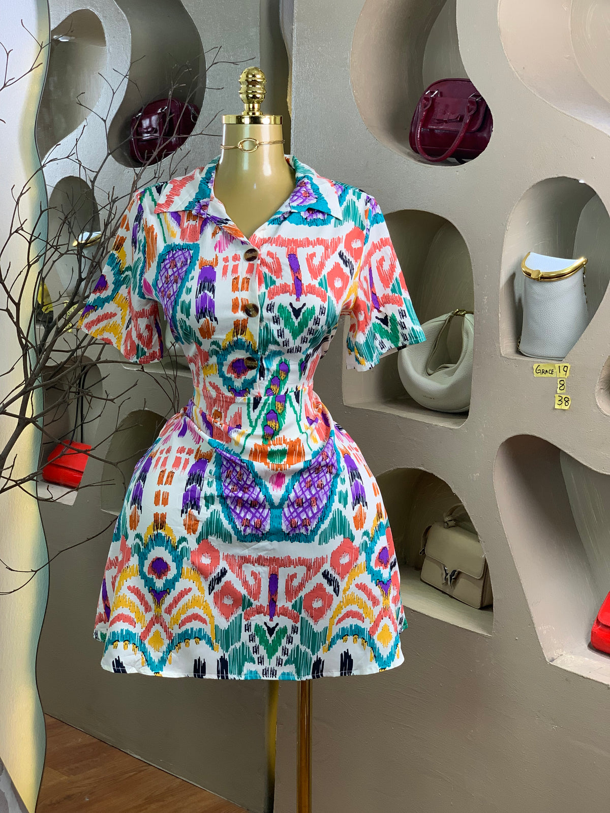 GRACE19 SIZE8 Length38 multicolor dress