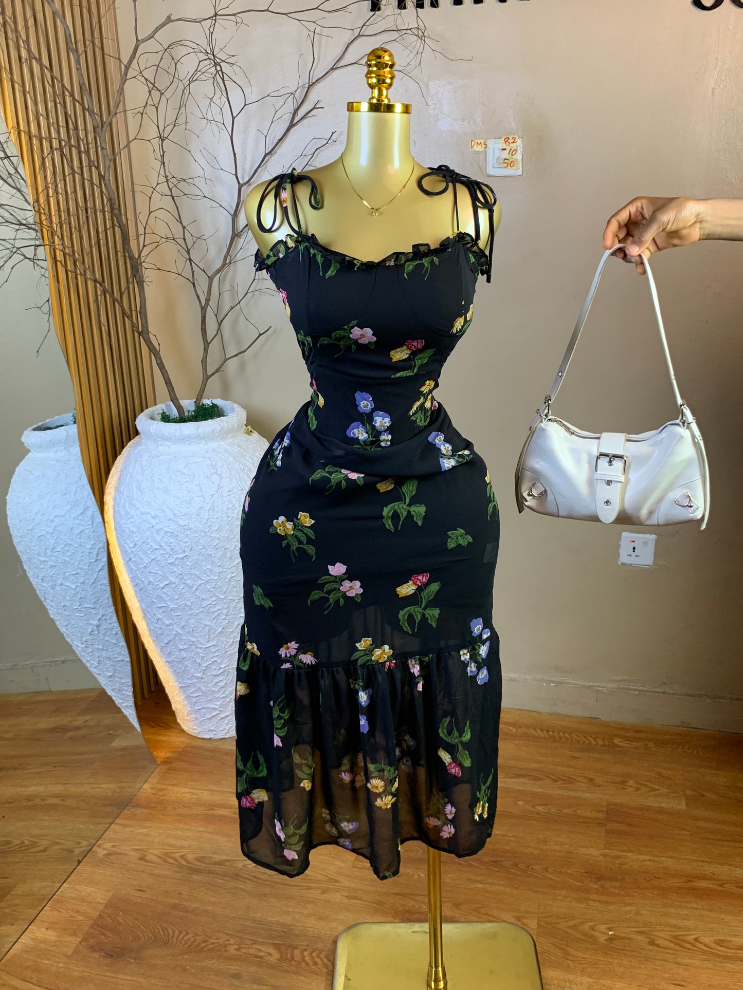 DAMSEL82 SIZE10 Length50 floral chiffon dress