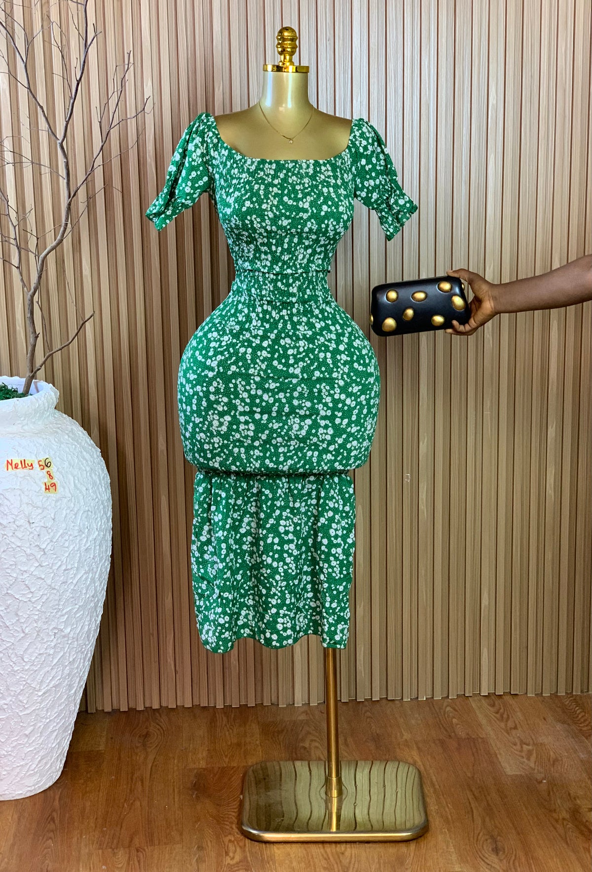 NELLY56 SIZE8 Length49 Green dress