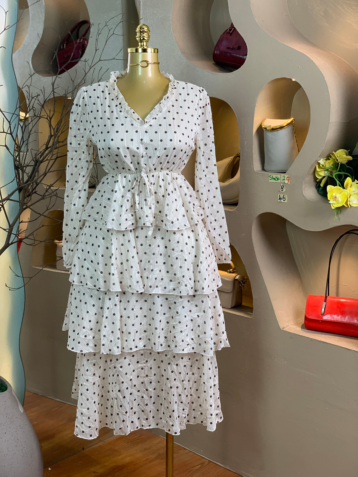 SHAYO29 SIZE8 Length46 black&white dress