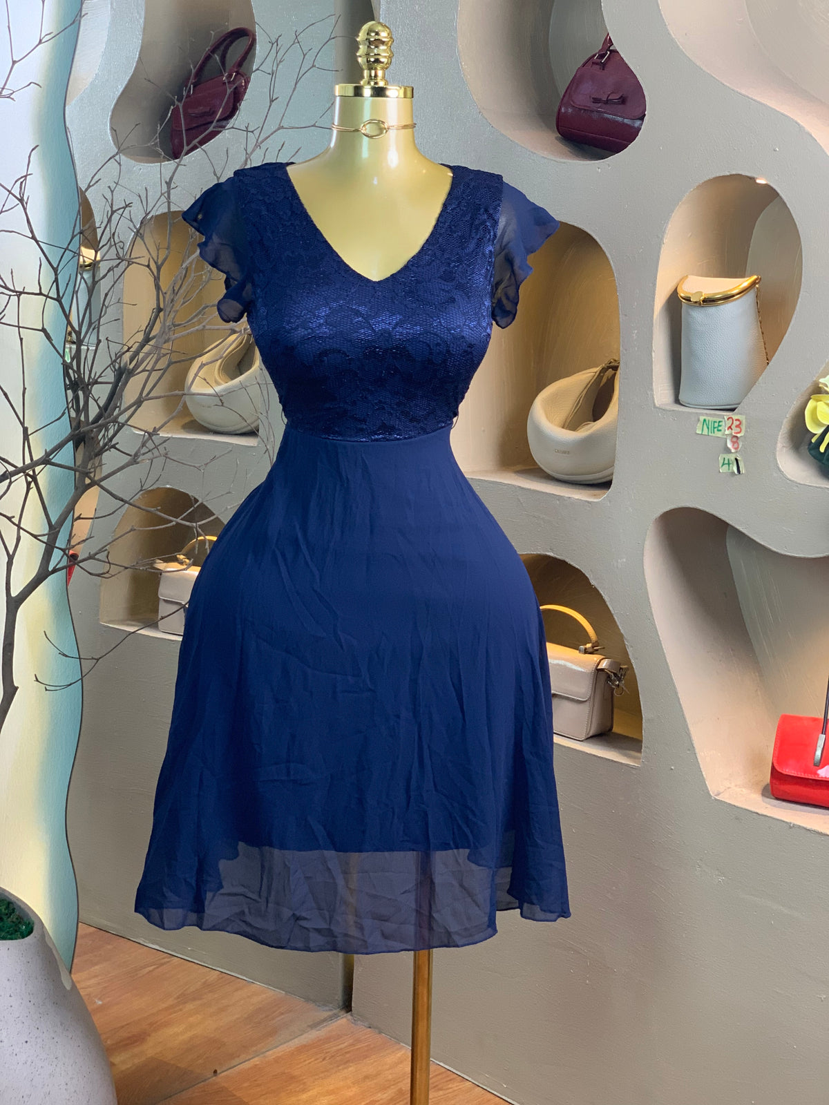 NIFE23 SIZE8 Length41 Blue&white dress