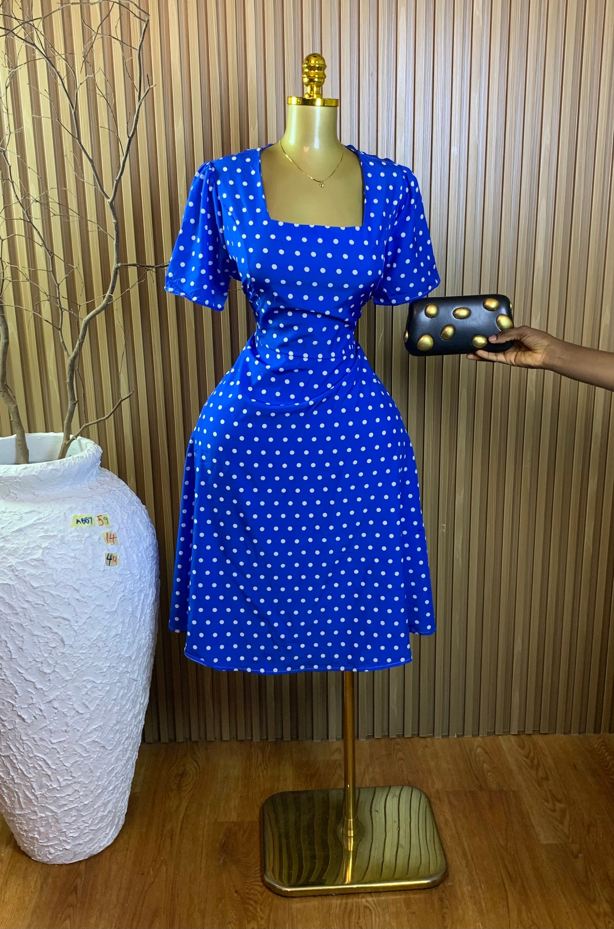 ABBY59 SIZE14 Length44 polka dot dress