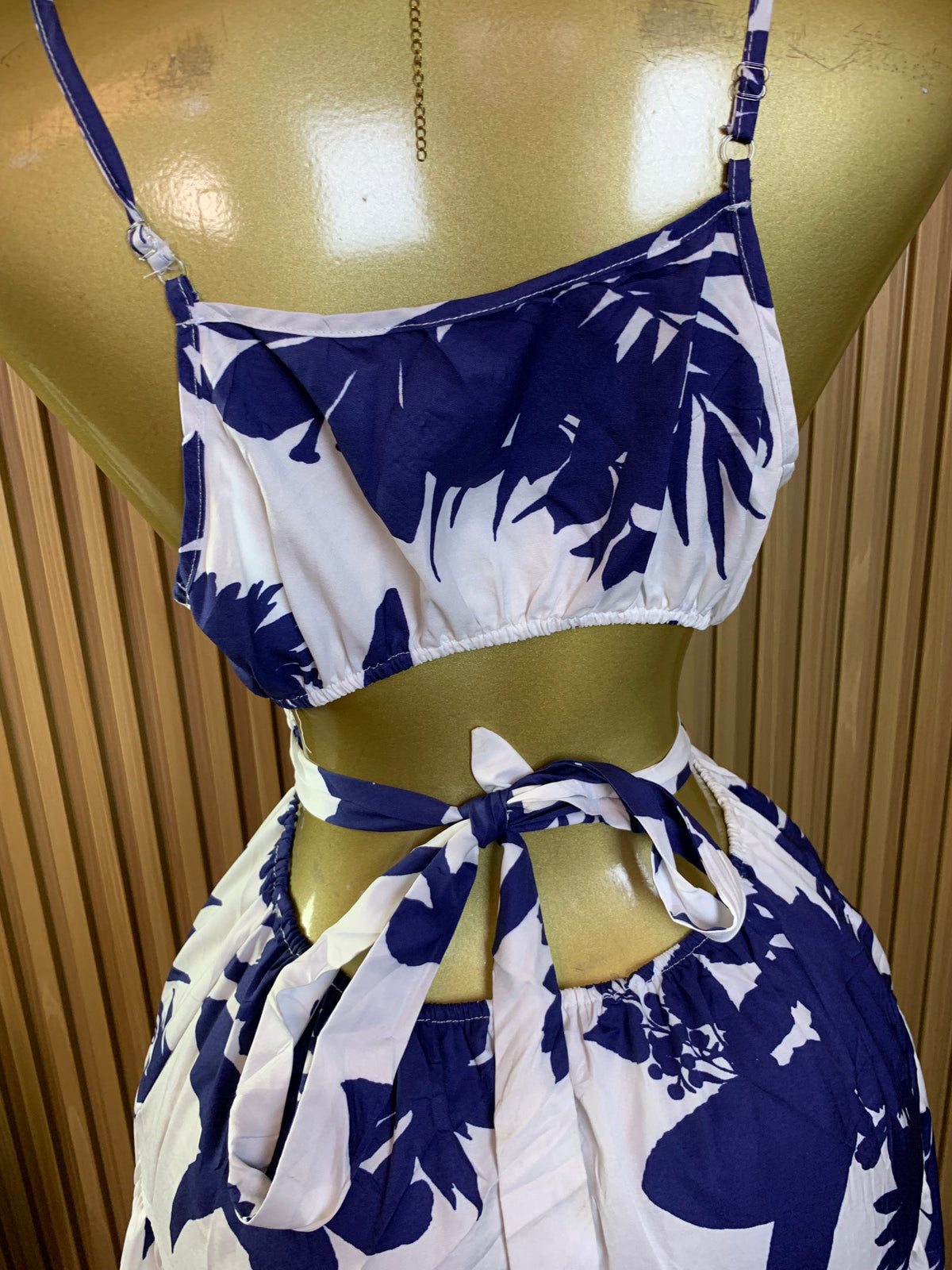 ABBY12 SIZE8/0 Length48 white&blue dress