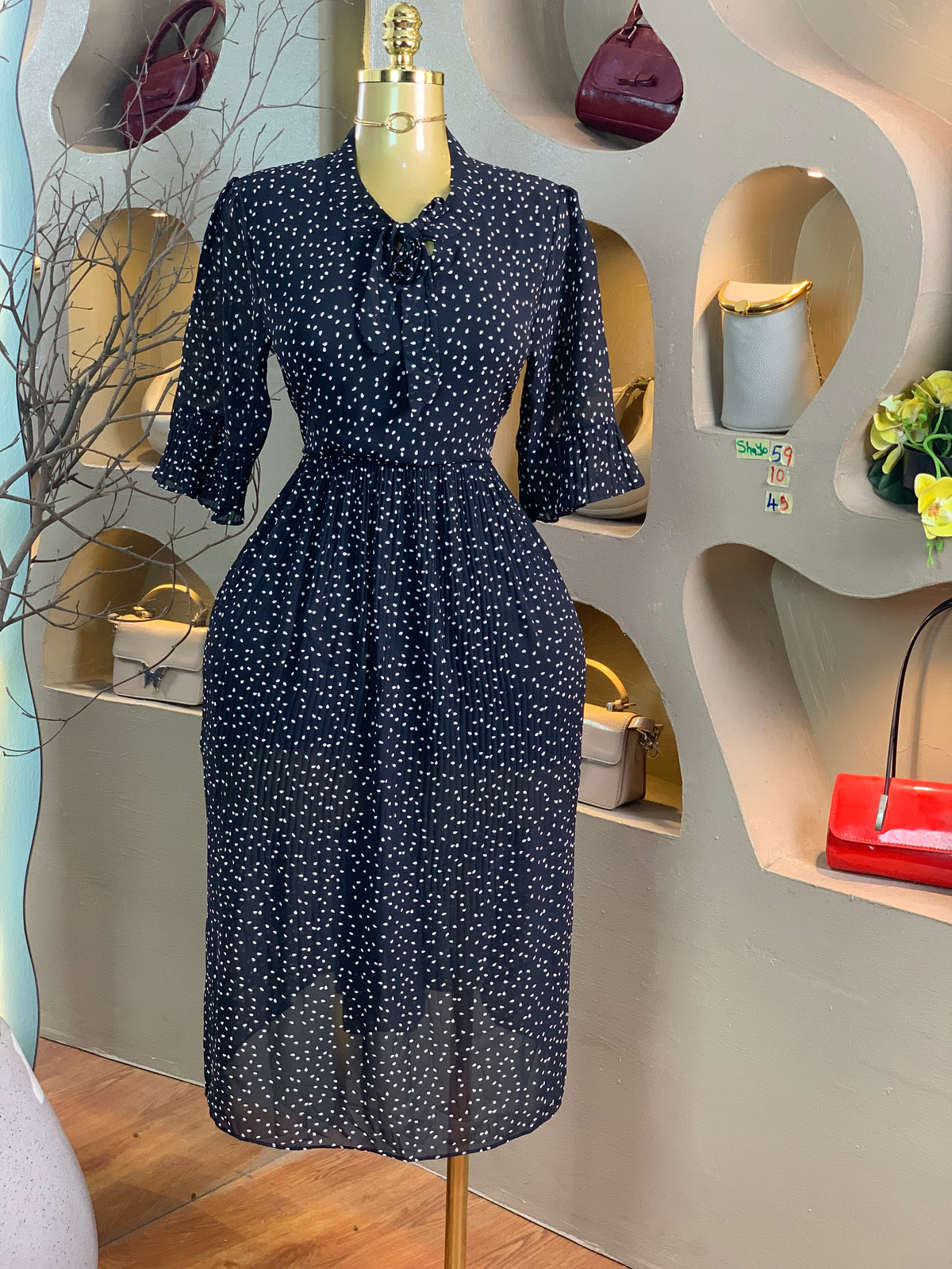 SHAYO59 SIZE10 Length45 black&white dress