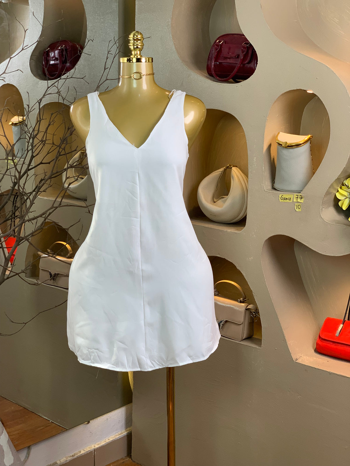 GRACE77 SIZE10 white dress stained