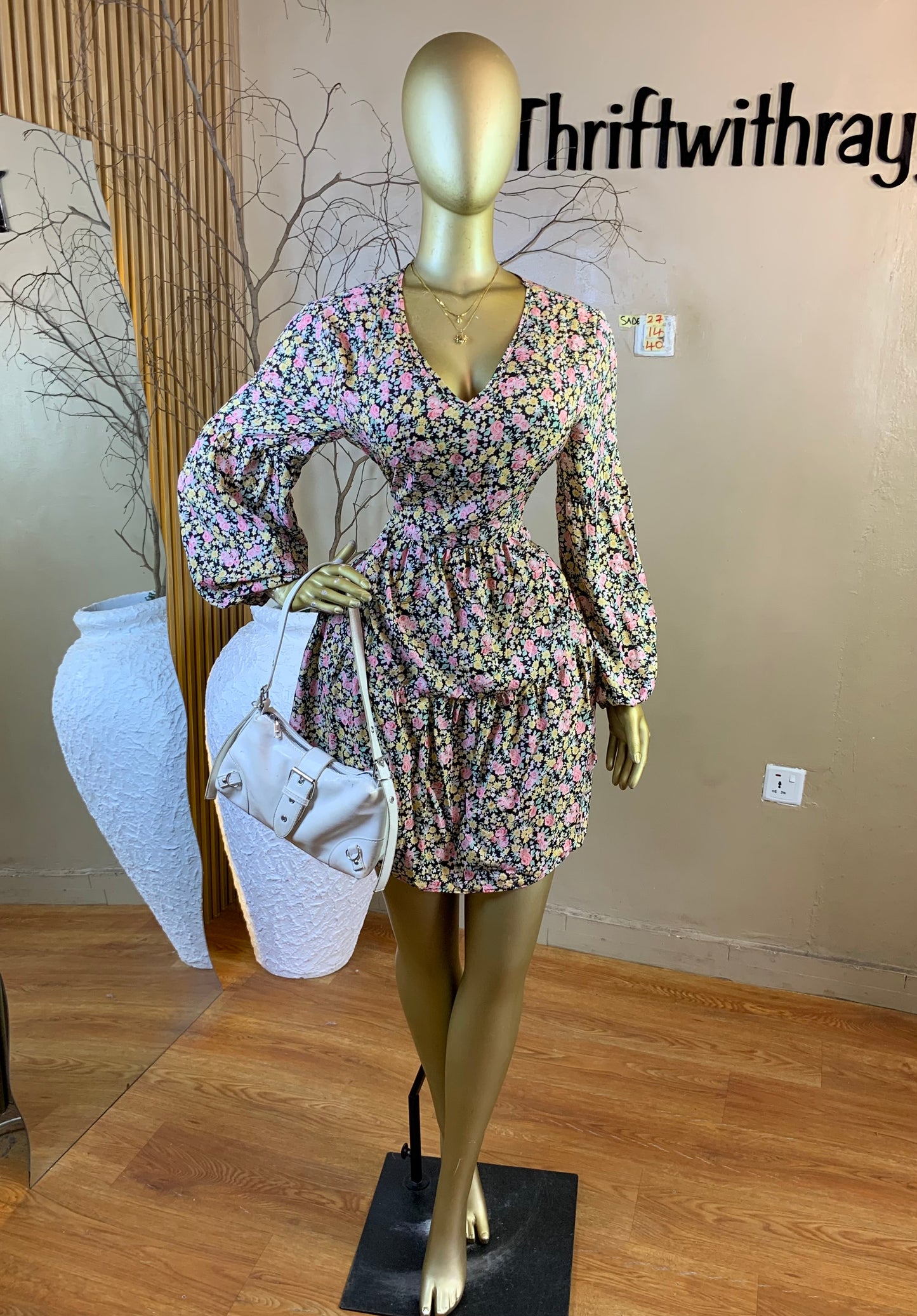 SADE27 SIZE14 Length40 floral free dress