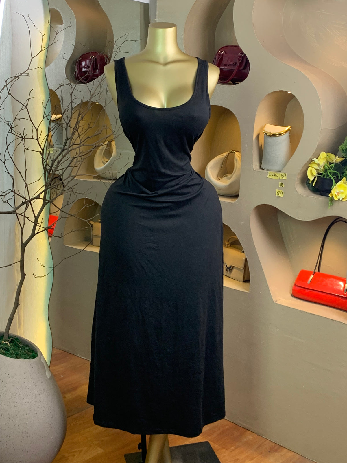 WALK-IN82 SIZE18 Length59 black dress