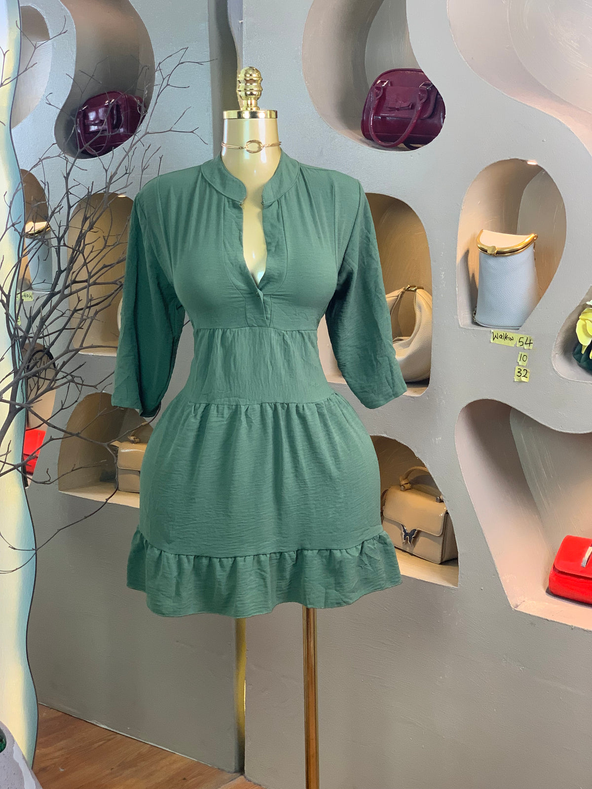 WALK-IN54 SIZE10 Length32 green dress