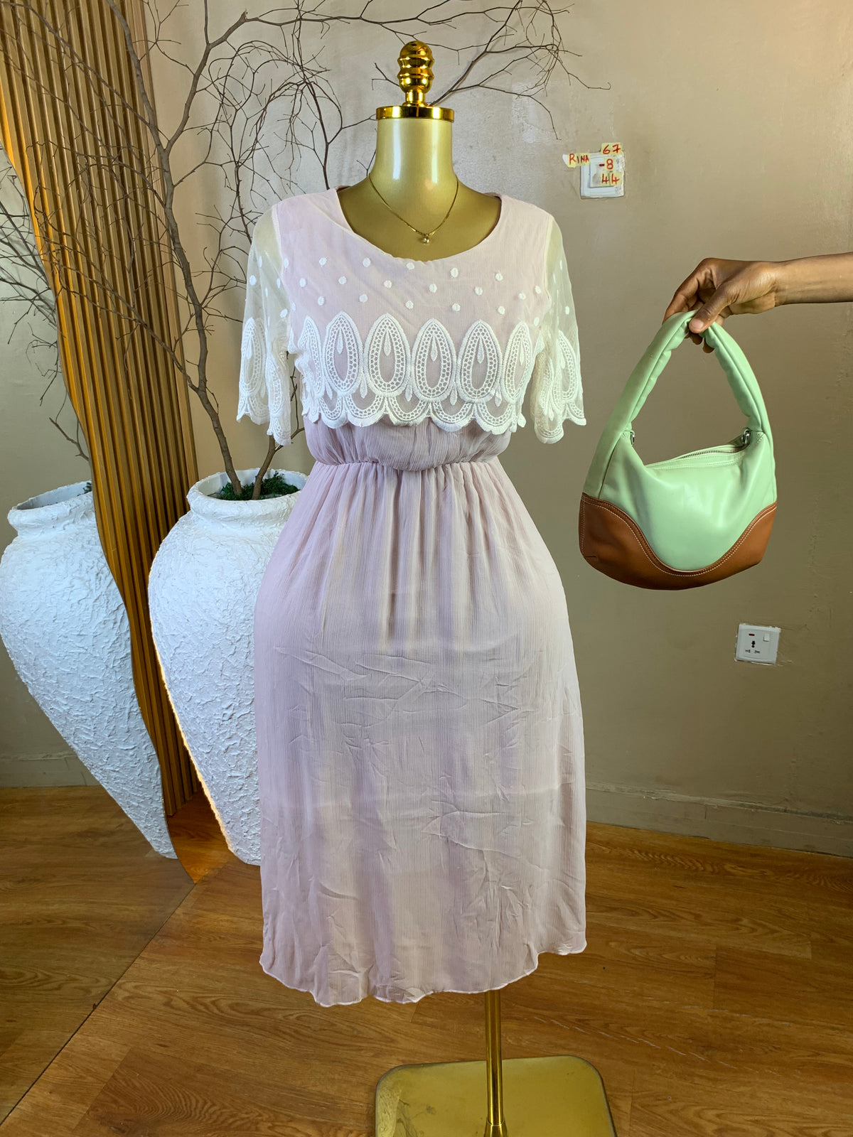 RINA67 SIZE8 Length44 chiffon dress