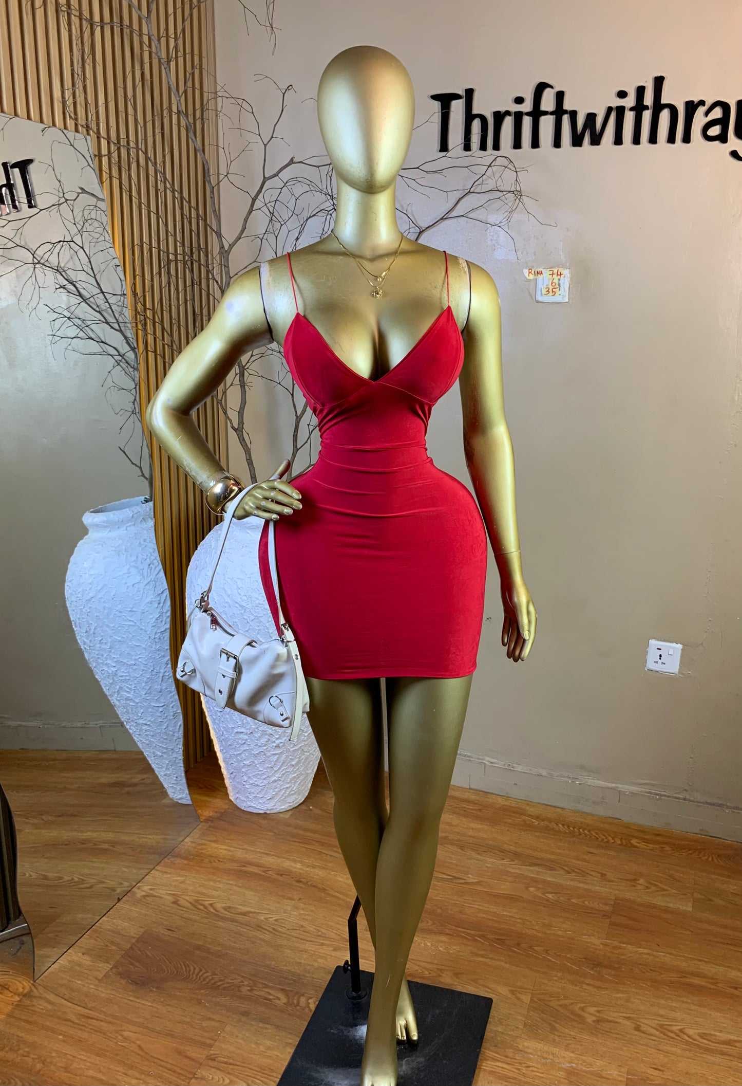 RINA74 SIZE6 Length35 red dress
