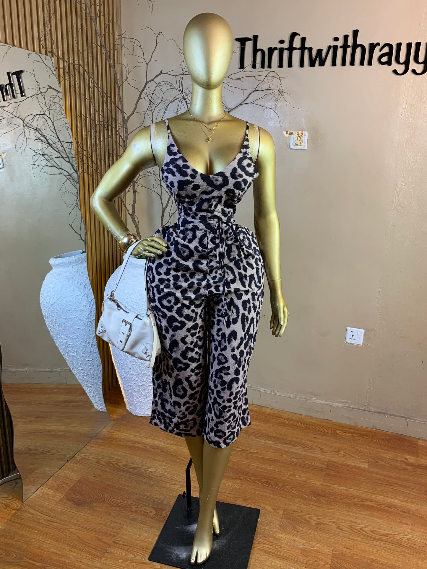 RINA73 SIZE12 Length51 Animal print jumpsuit