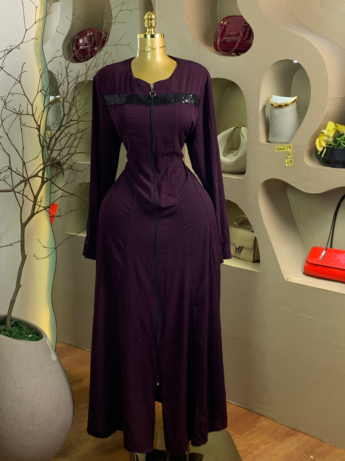 GRACE17 SIZE12 Length58 purple dress