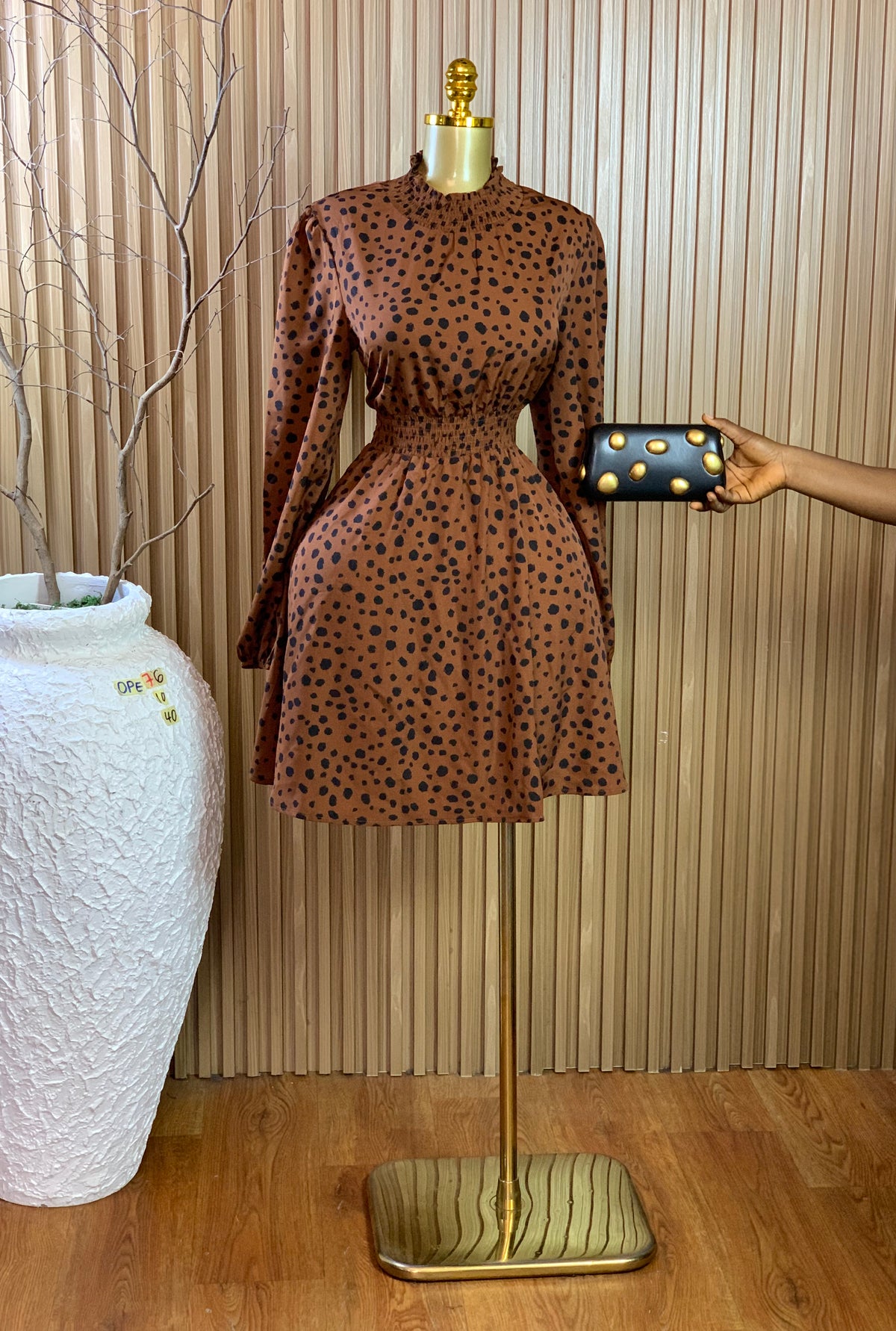 OPE76 SIZE10 Length40 brown dress