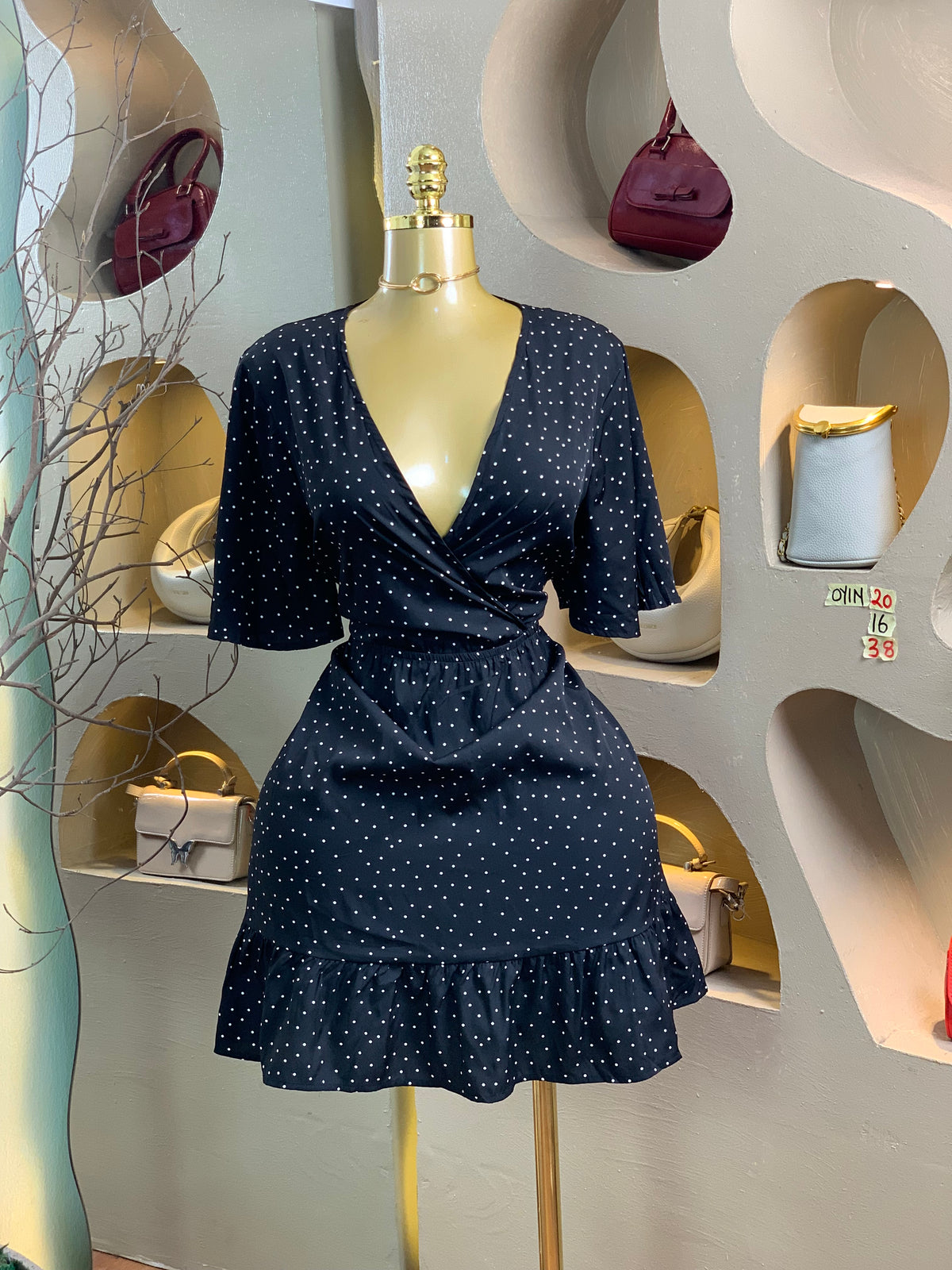 OYIN20 SIZE16 Black&white polka dot DRESS Length38