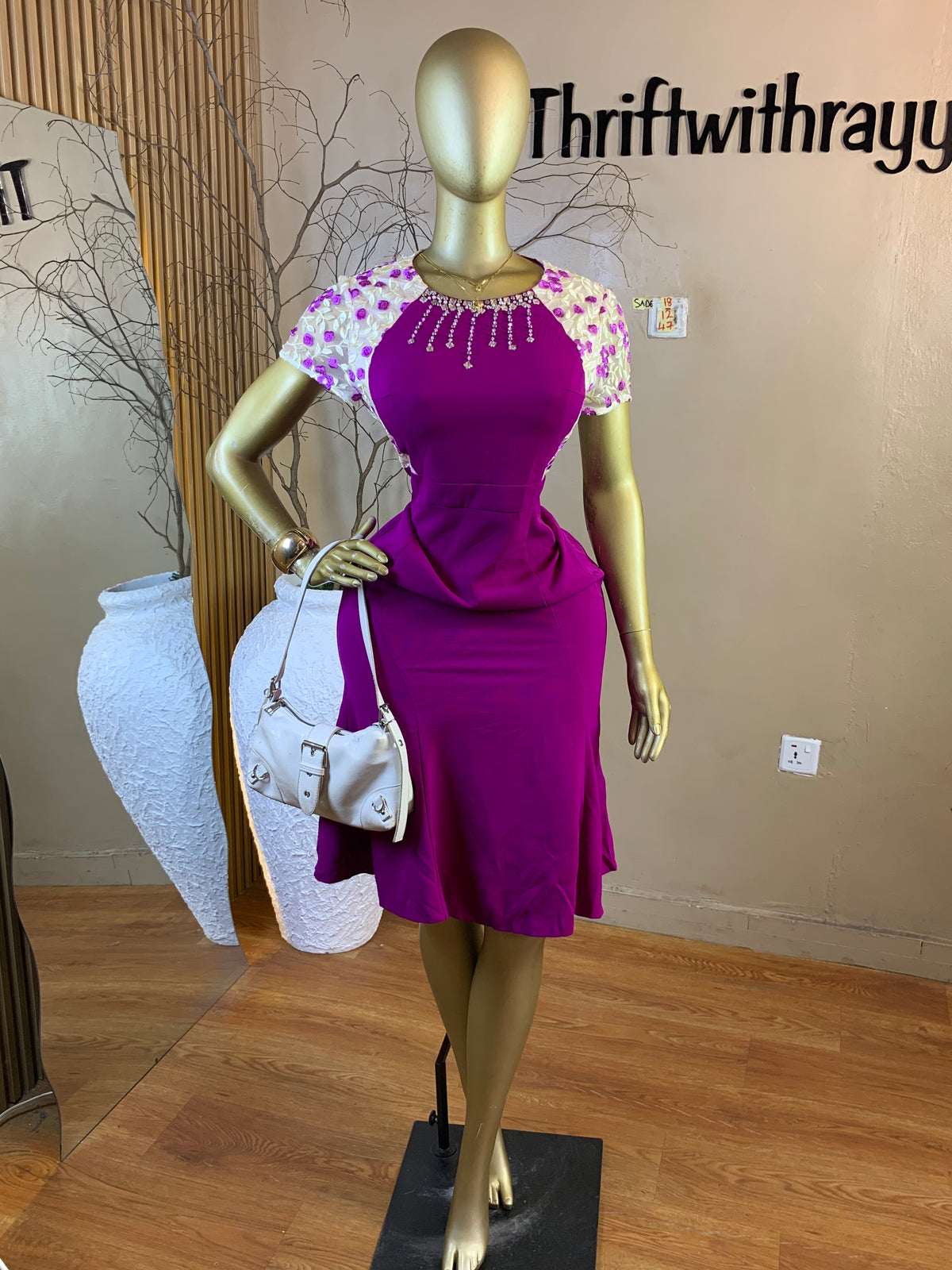 SADE18 SIZE12 Length47 purple corporate dress