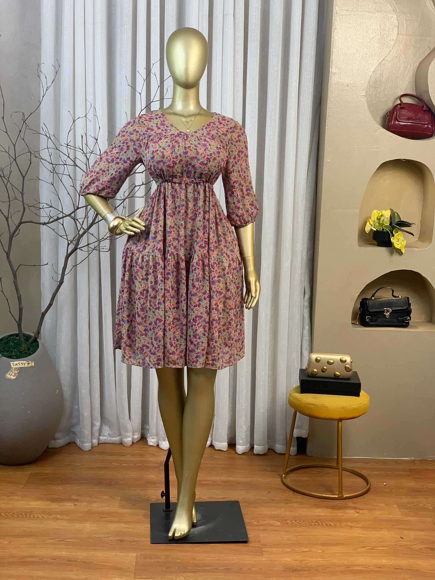 SASSY71 SIZE14 Length42 color floral dress