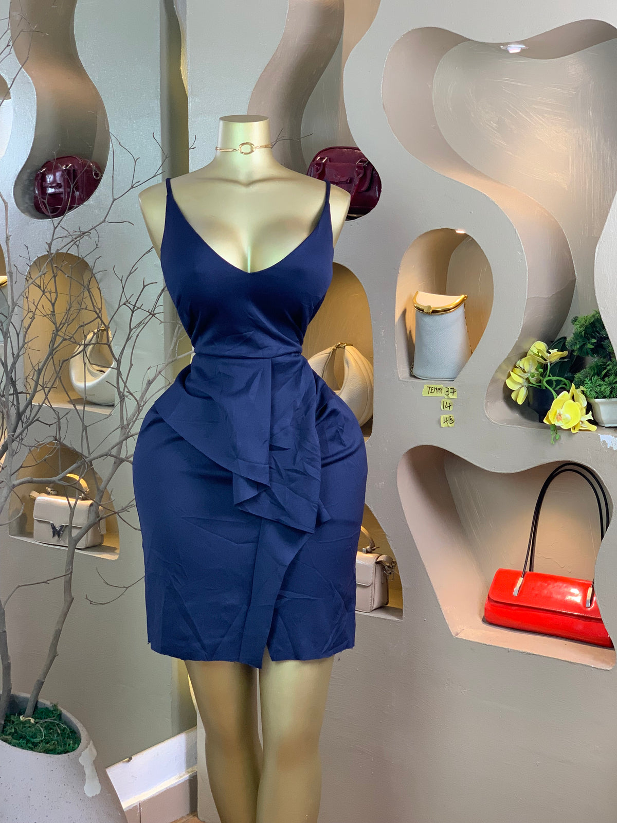 TEMMY37 SIZE14 Length45 blue dress