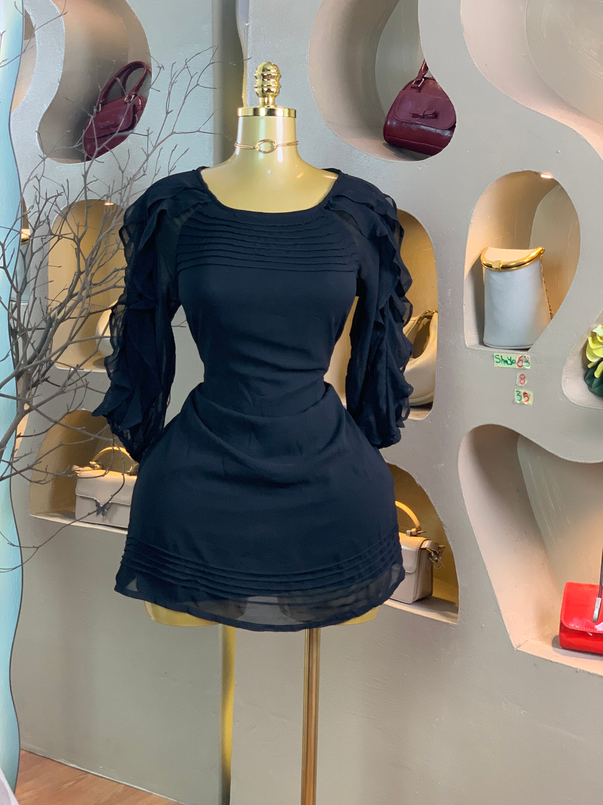 SHAYO63 SIZE8 Length35 black dress