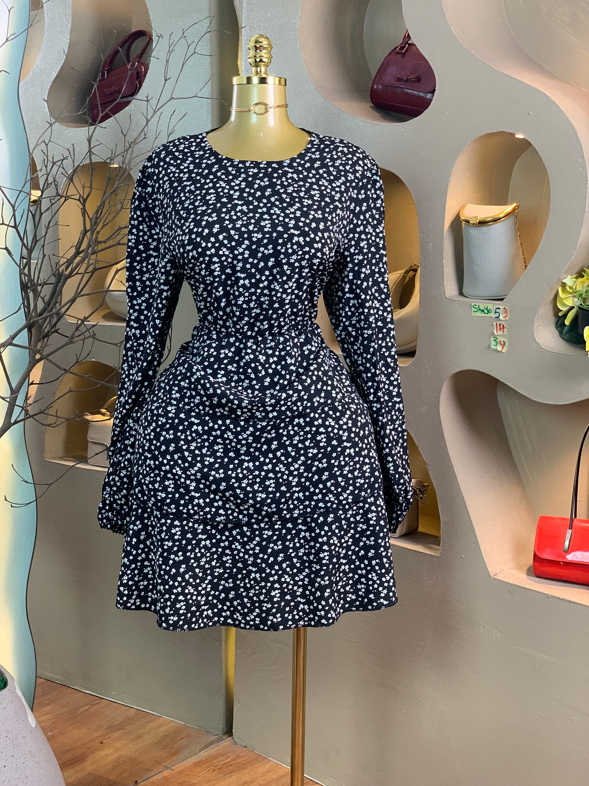 SHAYO53 SIZE14 Length39 black&white dress