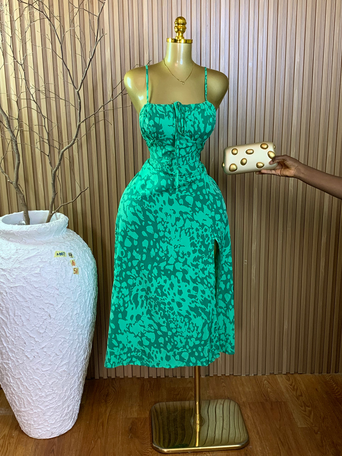 ABBY4 SIZE10 Length51 green dress