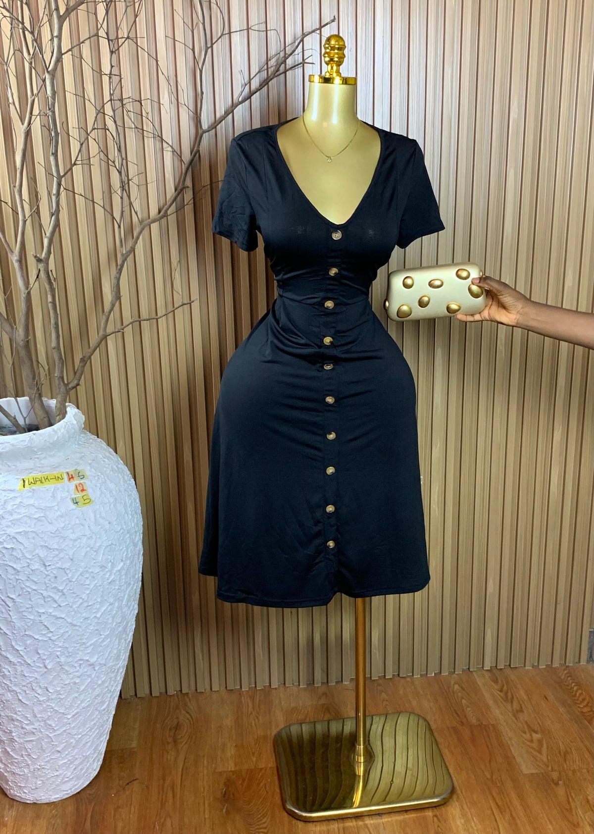 1WALK-IN46 SIZE12 Length45 Black dress