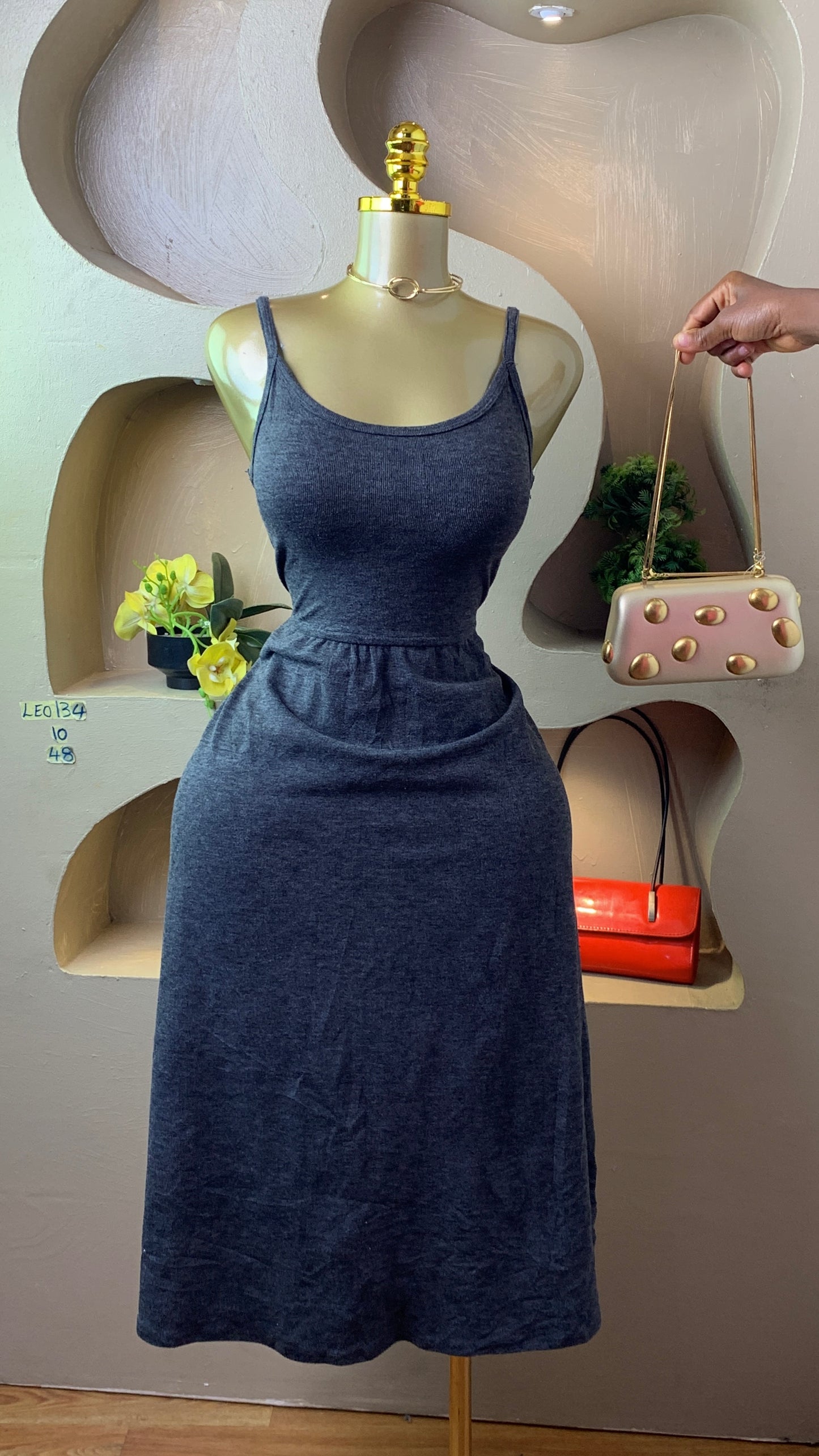 LEO134 GREY DRESS SIZE10 Length48