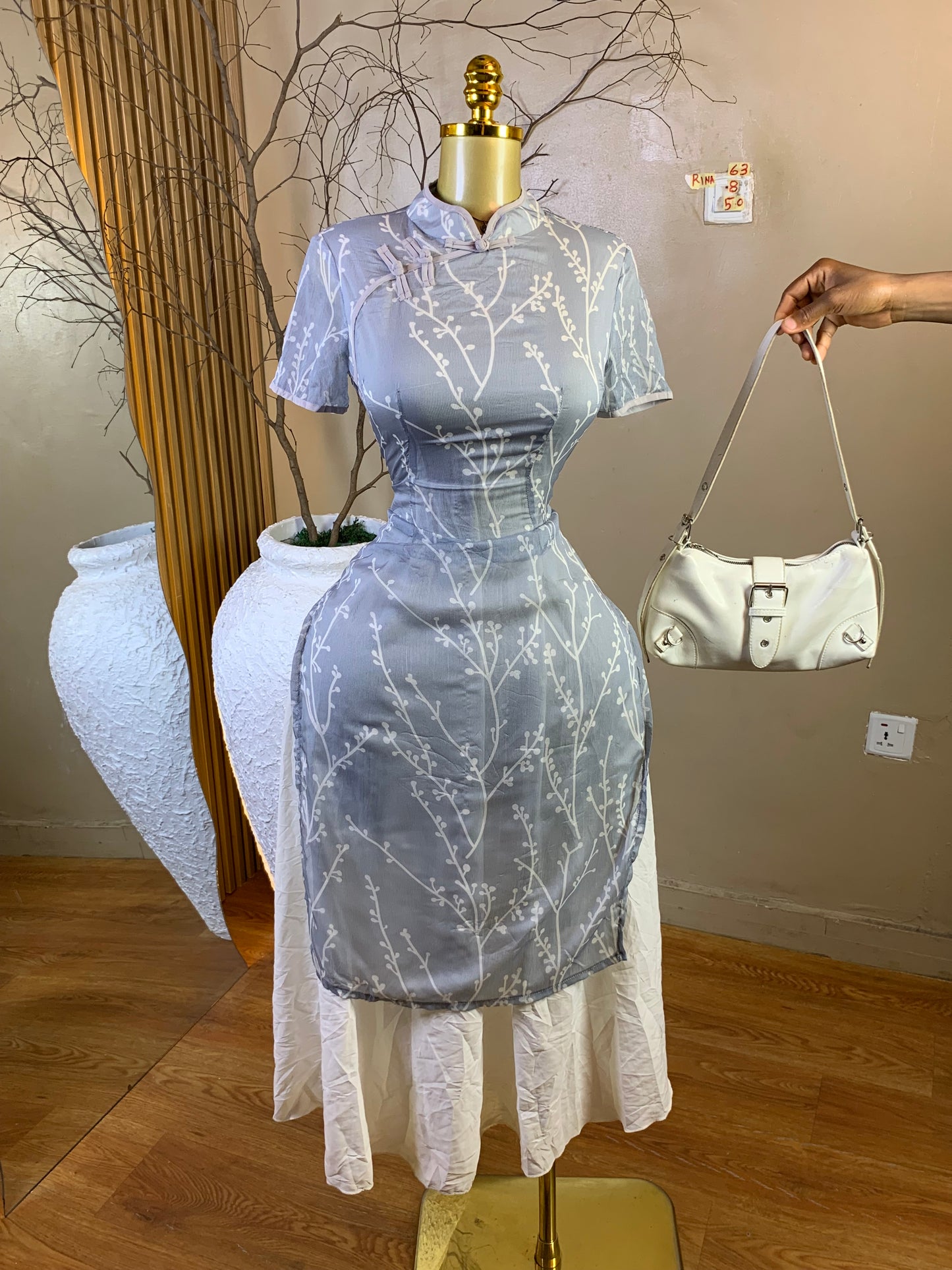 RINA63 SIZE8 Length50 chiffon dress