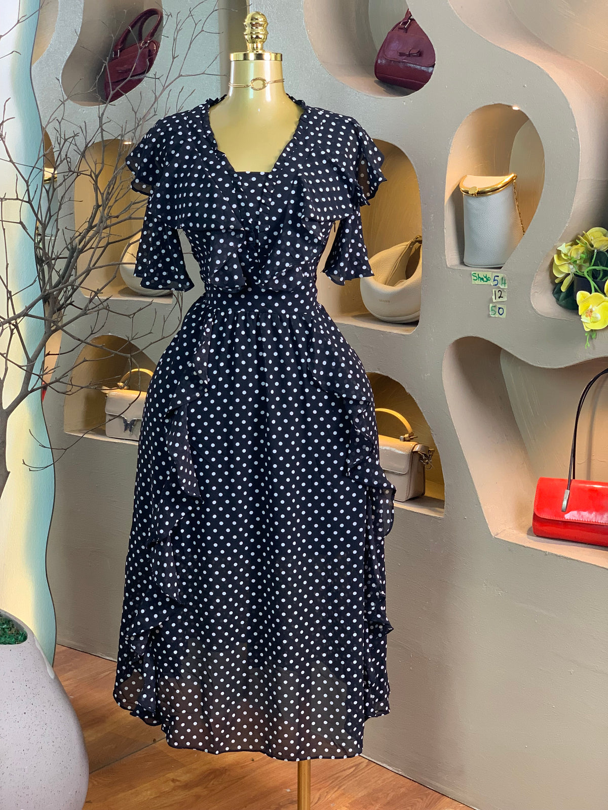 SHAYO54 SIZE12 Length50 black&white dress