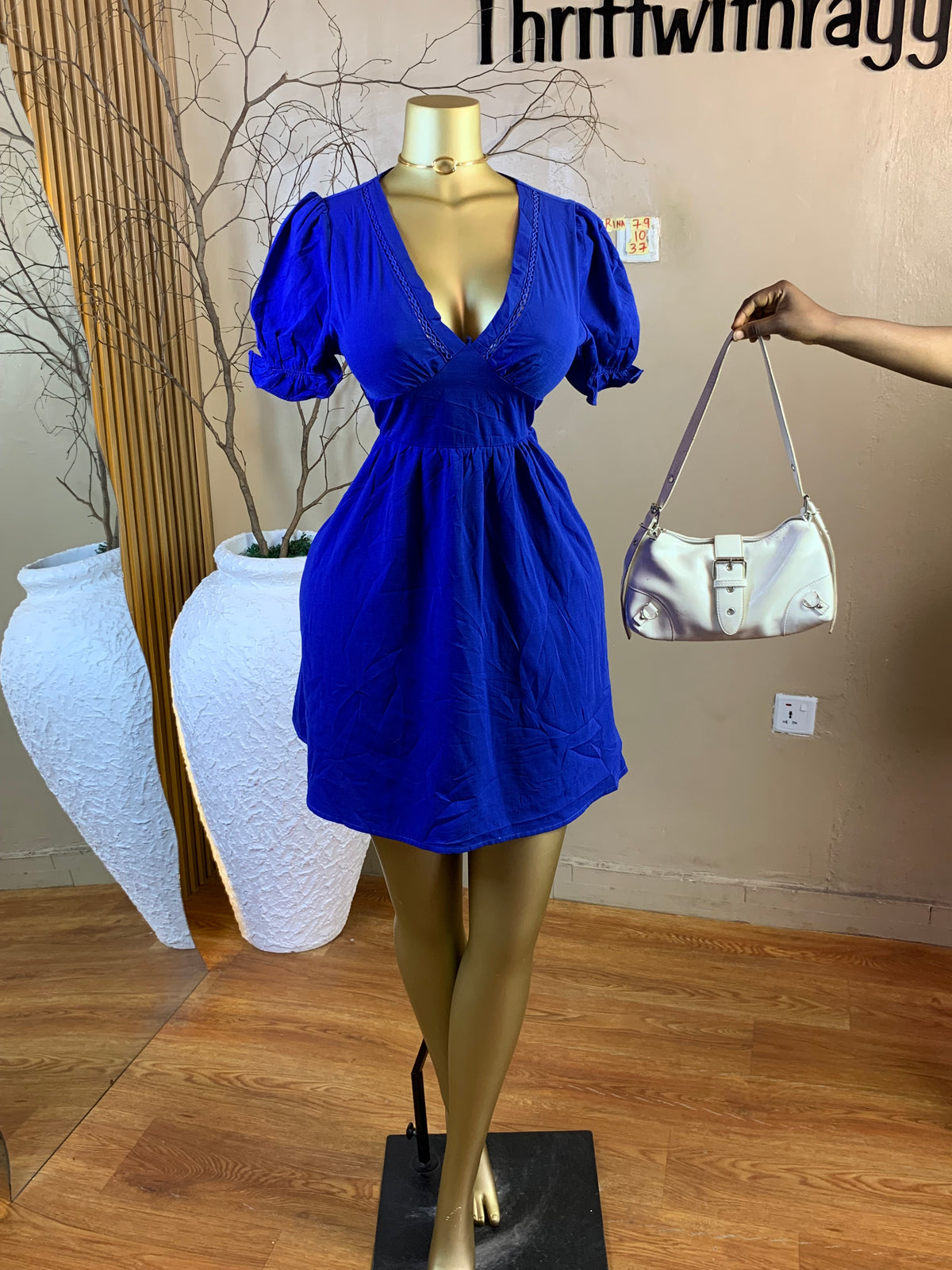 RINA79 SIZE10 Length37 blue dress