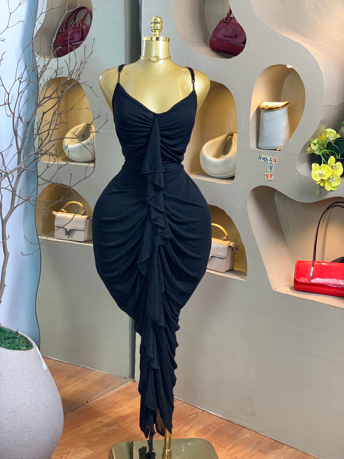 RUTH54 SIZE18 Black DRESS Length58