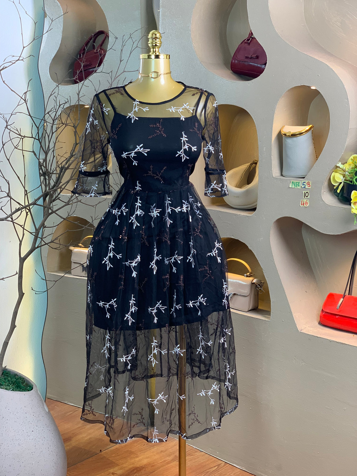 NIFE58 SIZE10 Length46 black dress