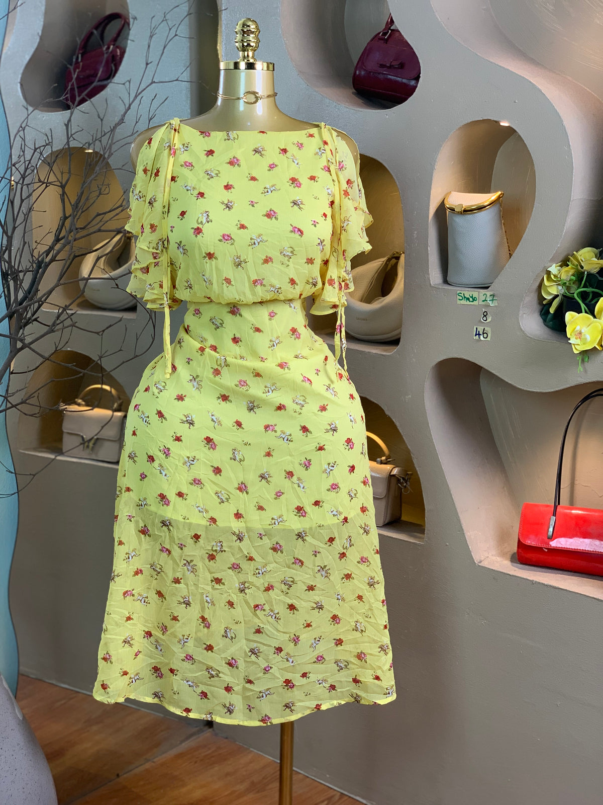 SHAYO27 SIZE8 Length46 yellow dress