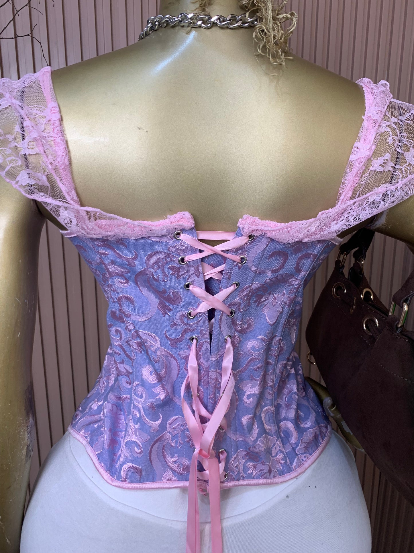 SIZE14 GLAMOUR CORSET32 PINK&BLUE