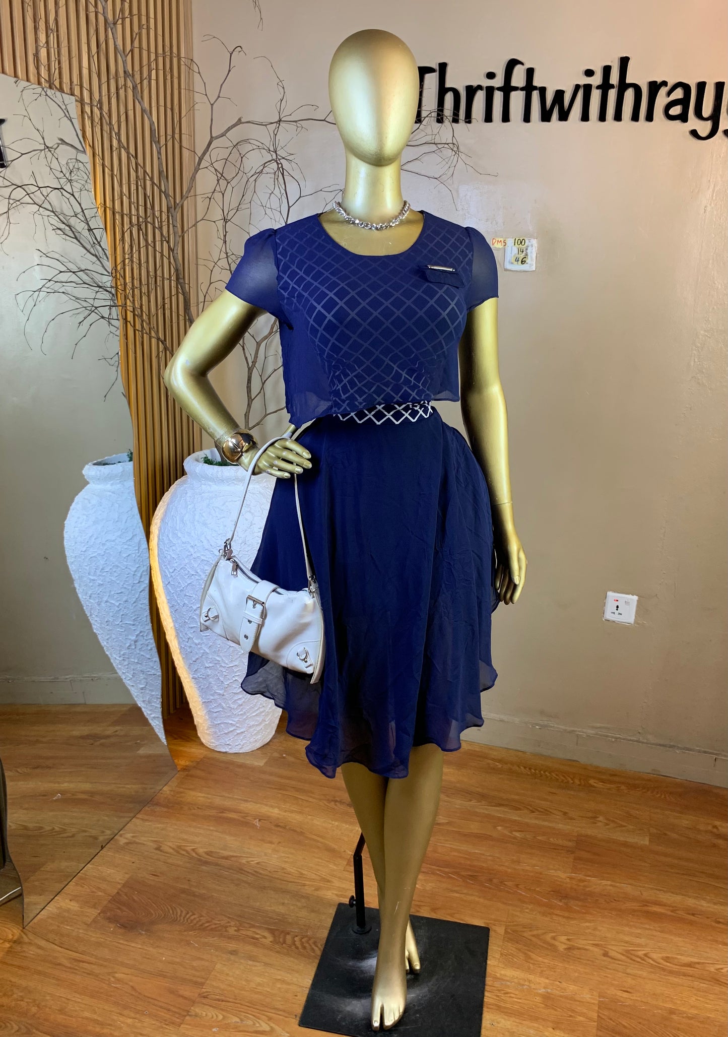 DAMSEL100 SIZE14 Length46 navy blue dress