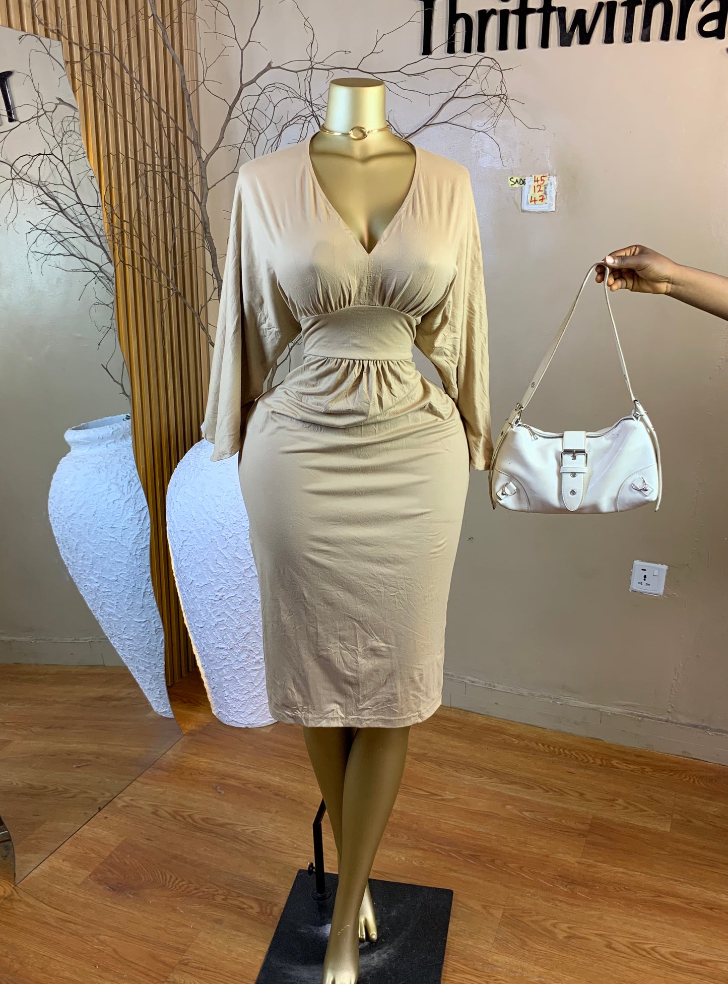 SADE45 SIZE12 Length47 nude dress