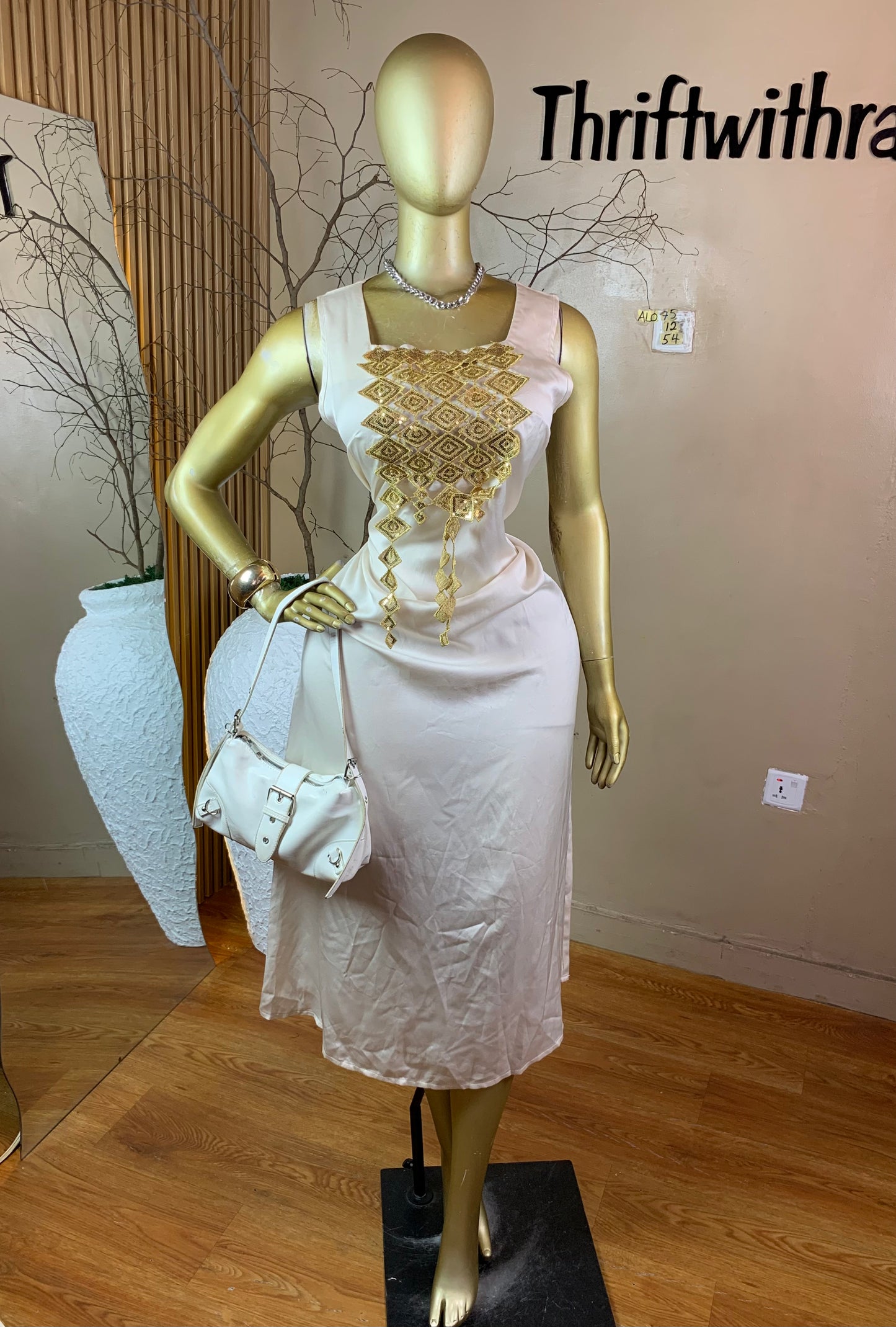 SIZE12 ALO75 CREAM DRESS Length54