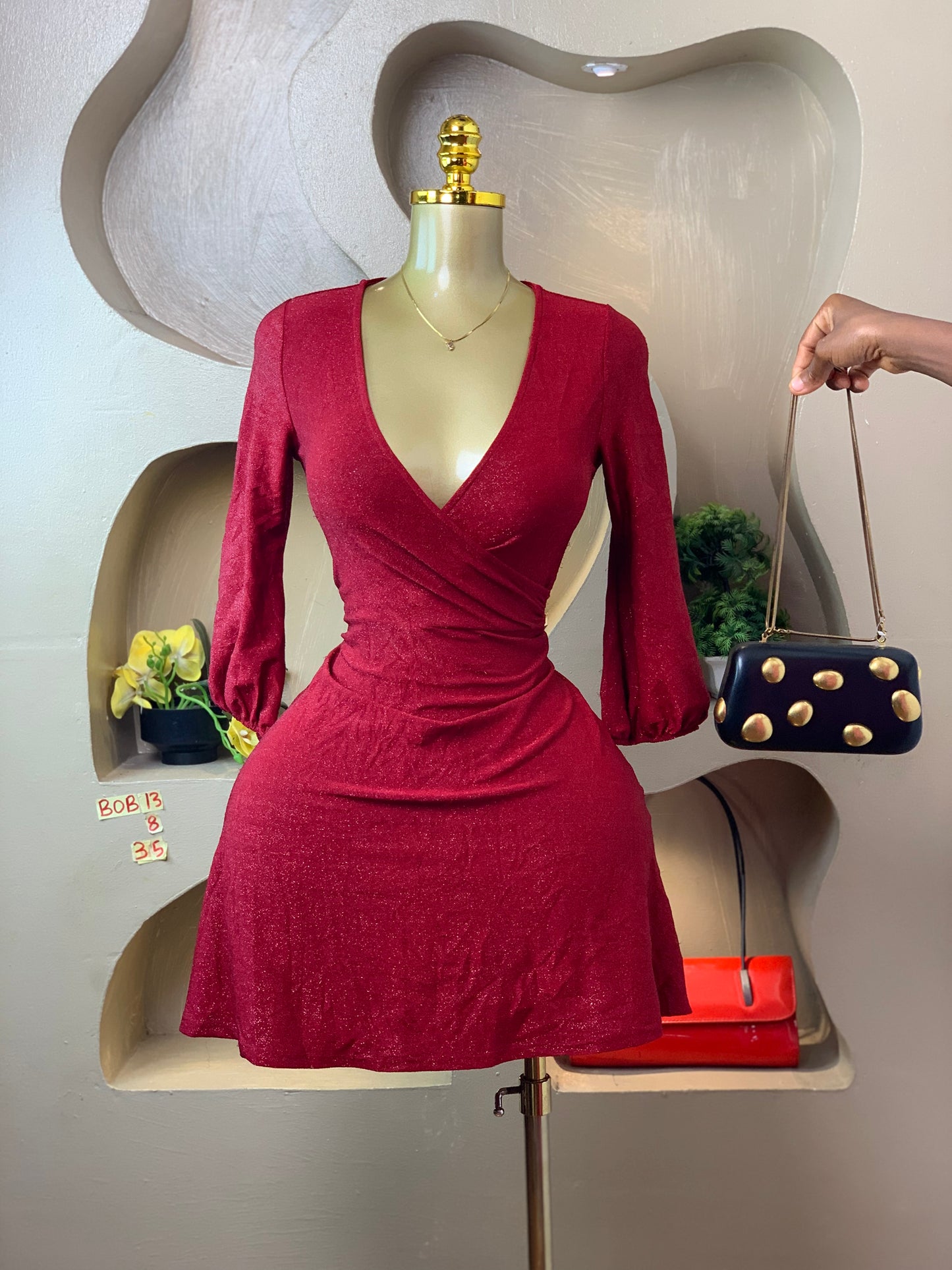 BOB13 SIZE8 Burgundy DRESS Length35