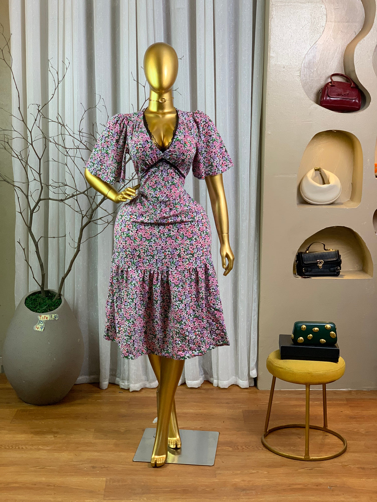 TIFE18 SIZE10 floral DRESS Length49