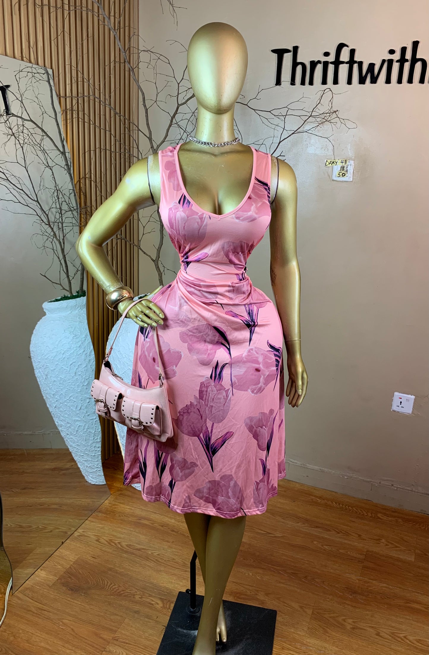 SIZE18 DRAY41 FLORAL DRESS Length50