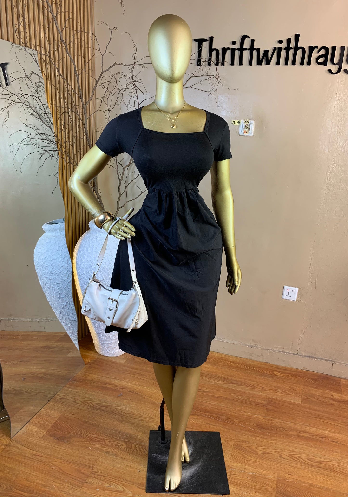 MINA83 SIZE10 Length46 black dress