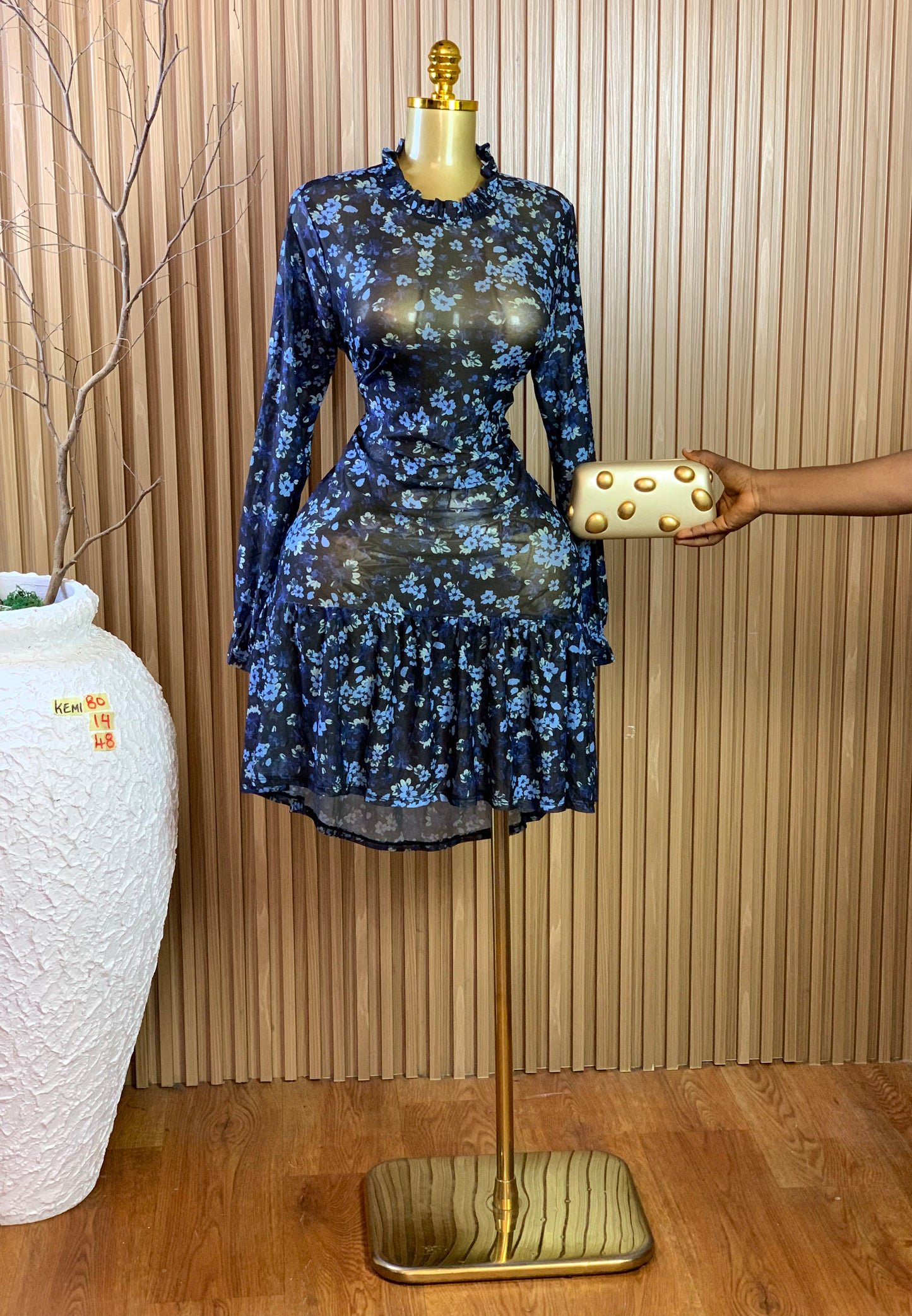 KEMI80 SIZE14 Length48 mesh dress