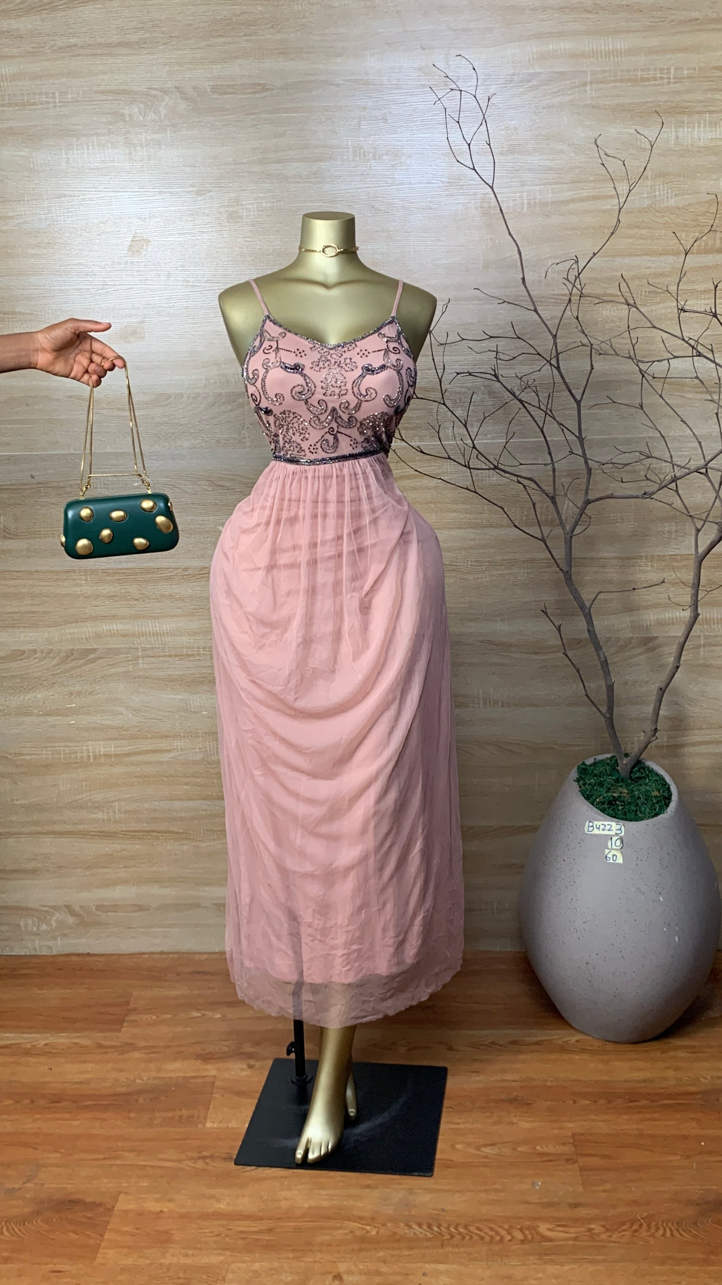 SIZE10 BUZZ3 Dusty pink DRESS Length60